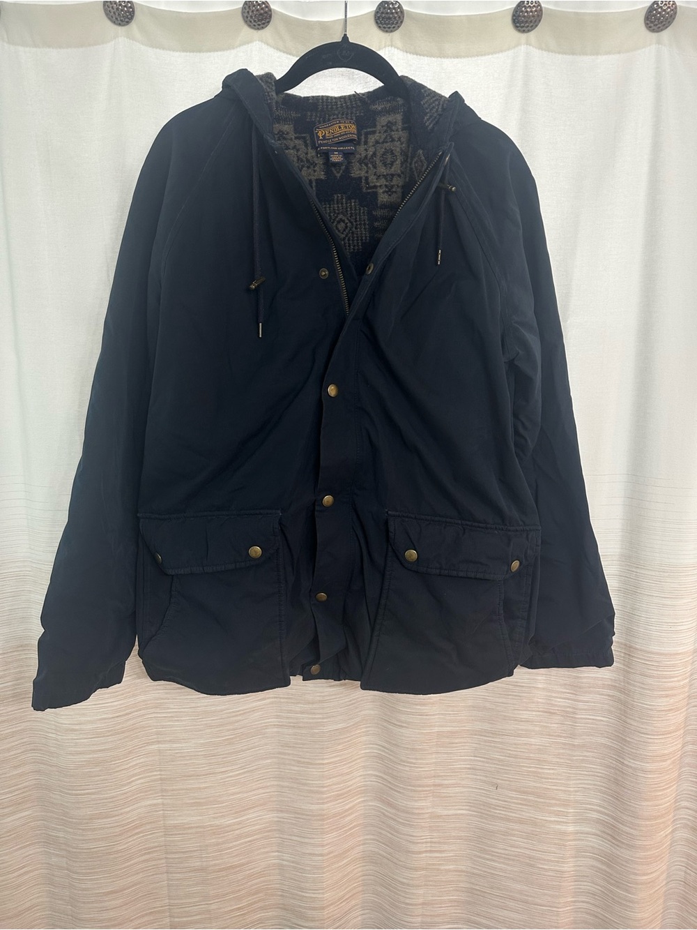 Pendleton Portland Collection Navy Hooded Field Jacket w/ Wool Lining Size M